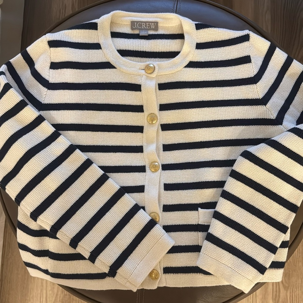 J. Crew Emilie sweater jacket stripe, small